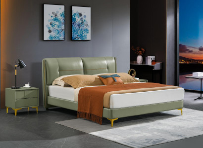 Bedroom Bed 3 Bedside tables pcs. Set Design Luxury Beds Wood Double bed