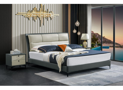 Bedroom Bed Bedside tables 3 pcs Set Luxury Design Beds Wood Double bed