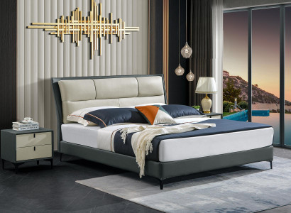 Bedroom Bed Bedside tables 3 pcs Set Luxury Design Beds Wood Double bed