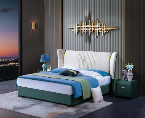 Wood Design Bed Luxury Double Marriage Hotel Modern Frame Sleep Room