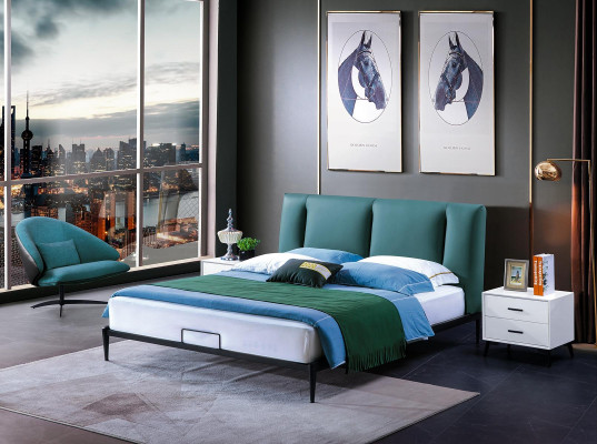 Green Design Bed Double Luxury Marriage Modern Hotel Frame Sleep