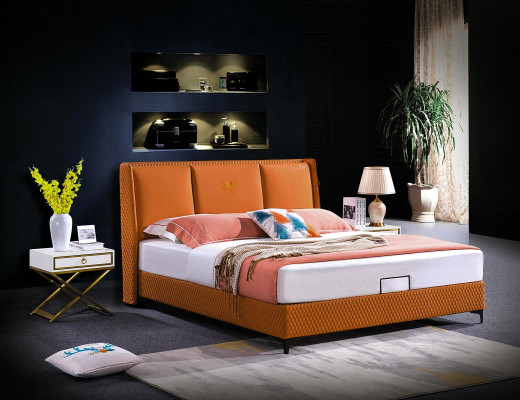 Bed Upholstery Orange Luxury Double Hotel Beds Leather Bedroom 180x200