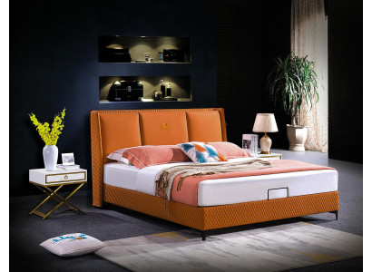 Bed Upholstery Orange Luxury Double Hotel Beds Leather Bedroom 180x200