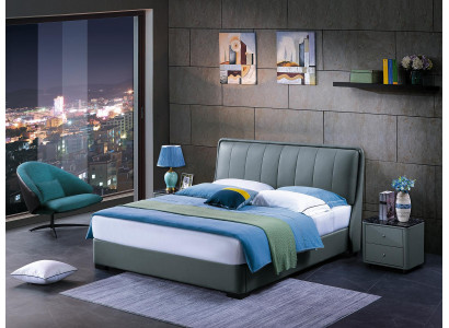 Design Double bed Leather Bed Beds Bed Leather Upholstery Bedroom Marriage. 180x200