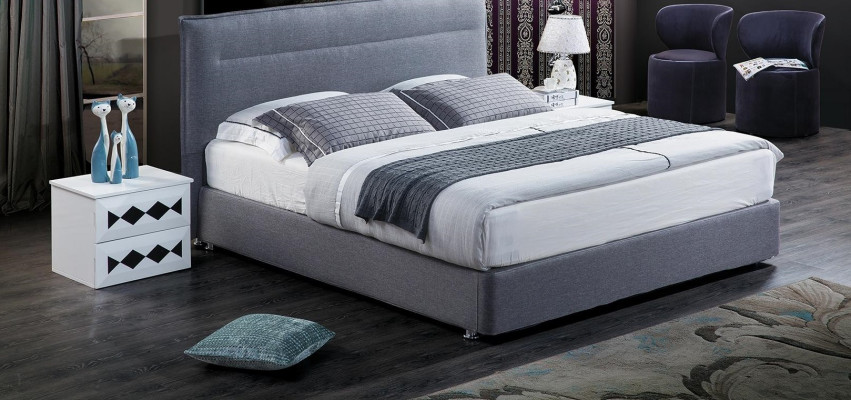 Luxury Box Spring Bed Fabric Hotel Blue e Beds Bedroom Furniture Design Double.
