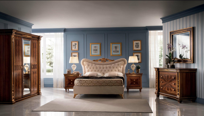 arredoclassic™ Bedroom Set Modigliani Baroque Rococo Bed Bedside table 4-piece.