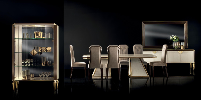 Dining room set 10 pieces. Suite Display case Table 6x Chair Sideboard Mirror Furniture Wood