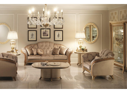 Sofa set 321 Seater 2x Side table Coffee table Display case 7 pieces. Living room set