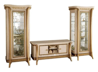 Living room sideboard 2x display case 3 pieces. Wall unit furniture arredoclassic set design