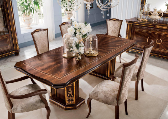 Furniture Table + 8x Chair Sets Dining room Suite Wood Complete Baroque