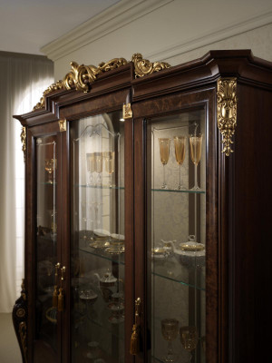 XXL Display case Glass Wall Cabinet Showcases Shelf Baroque Rococo Style Art Nouveau