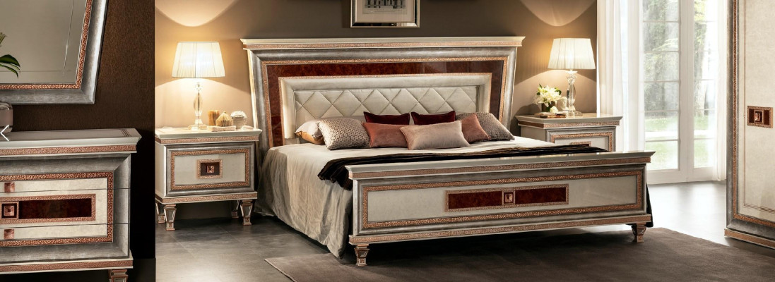 Luxury Bedroom Furniture Bed 2x Bedside table Set Beds Hotel Arredoclassic 3-piece.