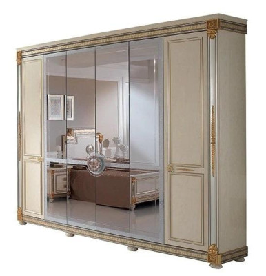 Classic Cabinets Wardrobe wall unit Wardrobe 6 doors Wood new Furniture