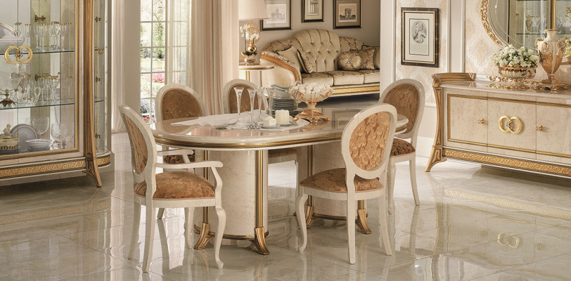 Italian Dining room Set Suite Chair Dining table Group 7 pieces. arredoclassic