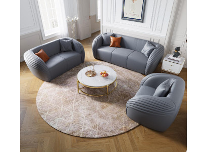 Luxury Sofa set 322 Seater with Furniture Couch Leather Sofa Textile Group Sofas Set