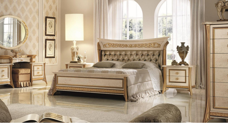 Bed 2x Bedside table Design Classic r Bedroom 3-piece. Luxury Beds Set Furniture