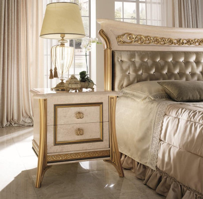 Bed 2x Bedside table Design Classic r Bedroom 3-piece. Luxury Beds Set Furniture
