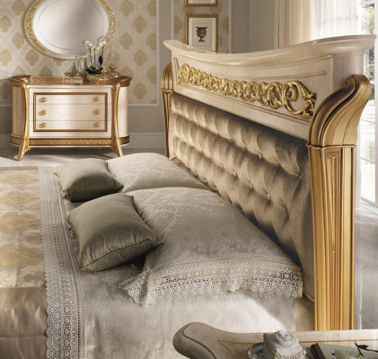 Bed 2x Bedside table Design Classic r Bedroom 3-piece. Luxury Beds Set Furniture