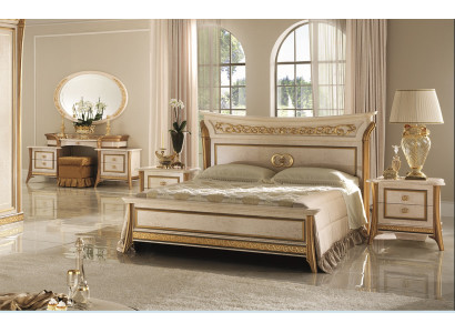 3pcs. Bedroom Set Bed 2x Bedside table Console Double Beds Hotel Upholstery