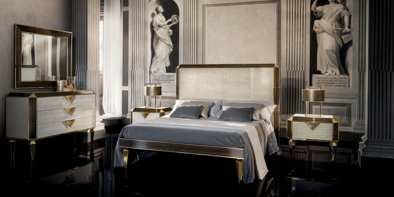 Bed 2x Bedside table 3 pieces. Bedroom Beds luxury 180x200 room arredoclassic