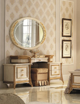 Dressing table Table Bedroom Stool Mirror Youth Antique Style Wood