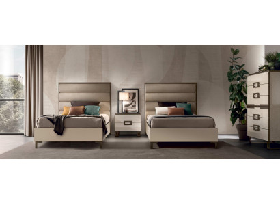 Hotel Furnishings 2x Beds + Bedside table Design Luxury Modern Furniture 3-piece. set