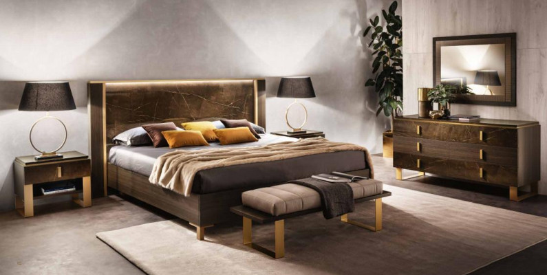 Bedroom Set Bed Bedside tables Stool Beds Design Italian Furniture 4 pcs
