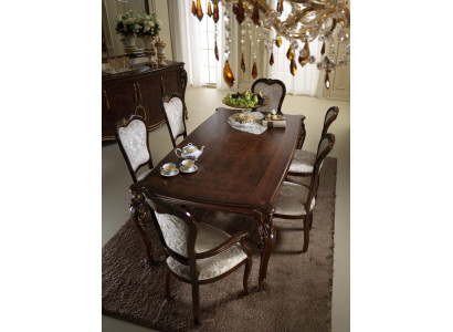 Classic r Dining table Table Wood Dining room Suite 2x Chair with armrest 3 pcs.