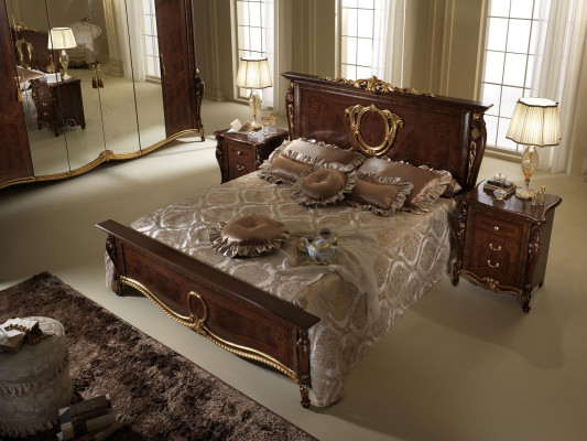 Bed Upholstery Classic Double bed 180x200cm Wood Hotel Beds Bedroom new