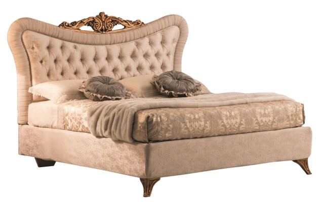 Beds Chesterfield Design Double bed Furniture Upholstery Textile Beige 180x200 Bed