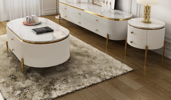 Living room furniture set designer living room sideboard coffee table side table 3 pieces.