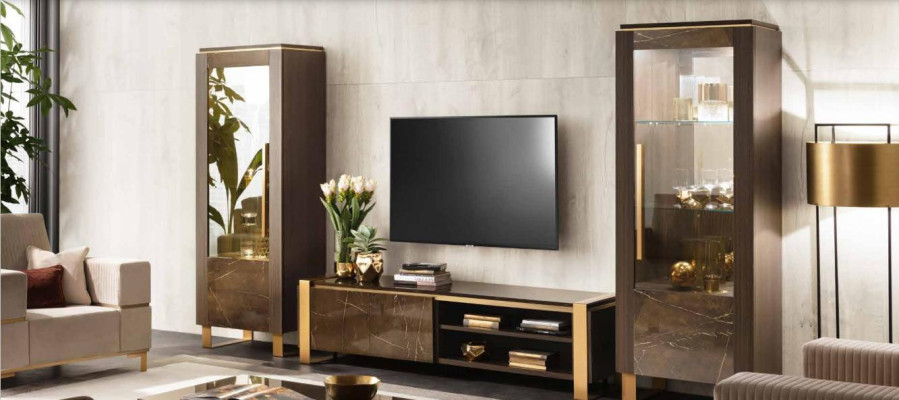 Sideboard Luxury Glass Cabinet Display Case Glass Wardrobe Modern Style Furniture Italian