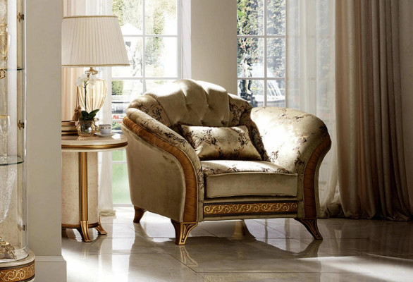 Luxury TV Classic Armchair Lounge 1 Seater Fabric Relax Club arredoclassic