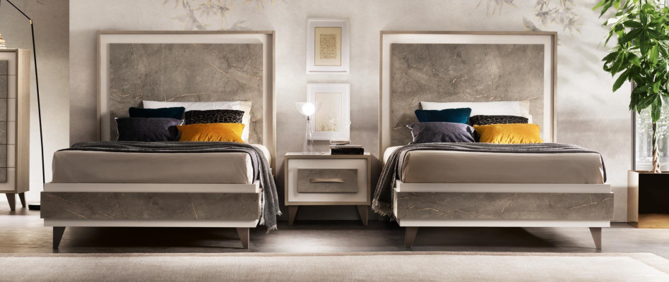 Set Hotel 2x Beds Bedside table Design Bedroom 3pcs. Furniture arredoclassic