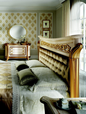 Elegant Designer Bedroom Bed Double bed Beds Chesterfield Art Nouveau