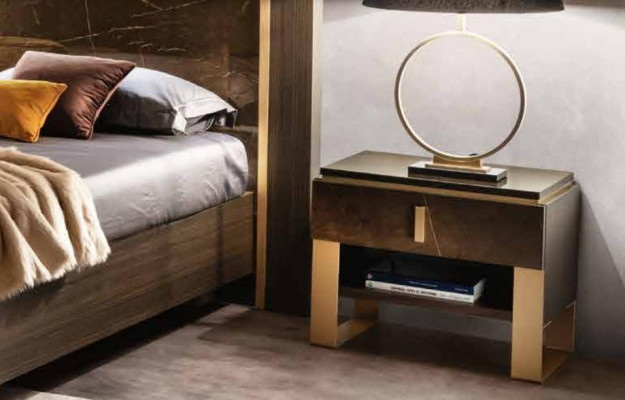 Bed Bedroom Set Design Modern Luxury 2x Bedside table Italian 3-piece