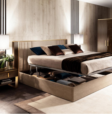 Designer Wood Bed Bedroom Elegant Upholstery Furniture Double Beds arredoclassic