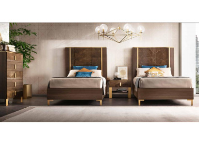 2x Bed + Bedside table 3 pcs. Bedroom Set Designer Luxury Bedroom