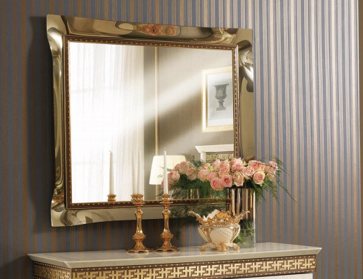 Mirror Wall mirror Baroque Rococo Floorboards Living room Bathroom Wood Glass Design