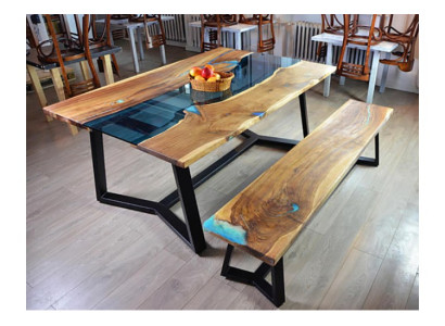 Design Table Stool Dining table Kitchen table Living room Tables Benches Solid 2-piece new