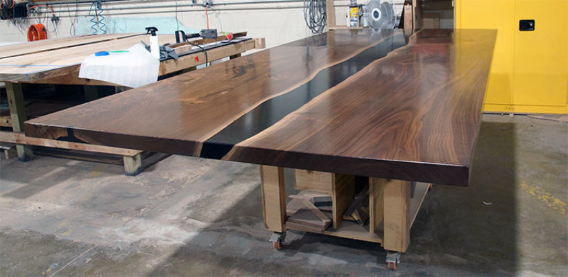 Dining table Tables epoxy resin solid Furniture epoxy Table waterfall real Wood