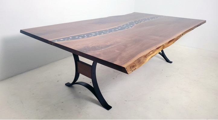 Table Dining table Tables epoxy resin epoxy waterfall real Wood solid Furniture