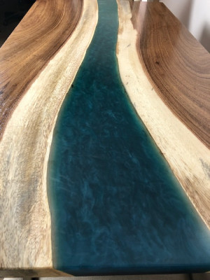 Epoxy resin Dining table real Solid Wood Furniture waterfall epoxy Table 240x100 new