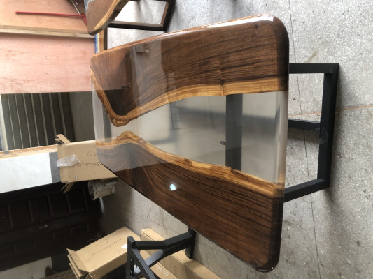 Tables epoxy resin Dining table Wood solid Furniture waterfall epoxy Table cast resin