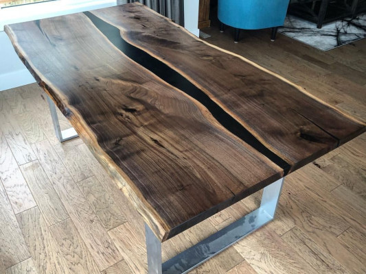 Table Dining table Tables epoxy resin epoxy real Wood solid design Furniture 220x90