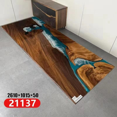 Epoxy Resin River Table Real Solid Wood Blue Water Tables Epoxy
