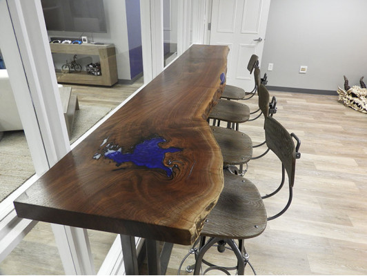 Epoxy counter bar table real wood solid furniture waterfall epoxy table 240x70