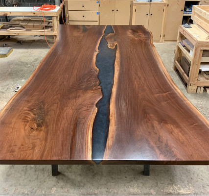 River table Dining table River Table Solid 240x100 Epoxy resin Sea Waterfall