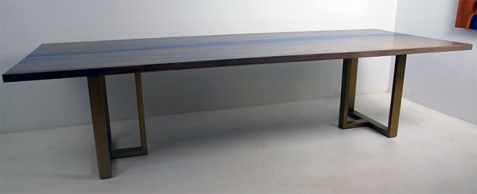Epoxy resin Dining table River Table Real Wood Solid Decorative Tables 220x100