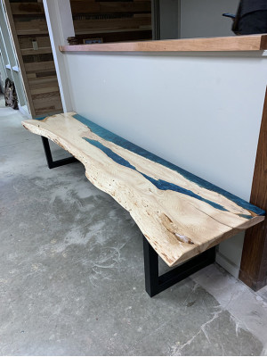 Epoxy resin dining table real wood solid furniture waterfall epoxy table 250x60cm